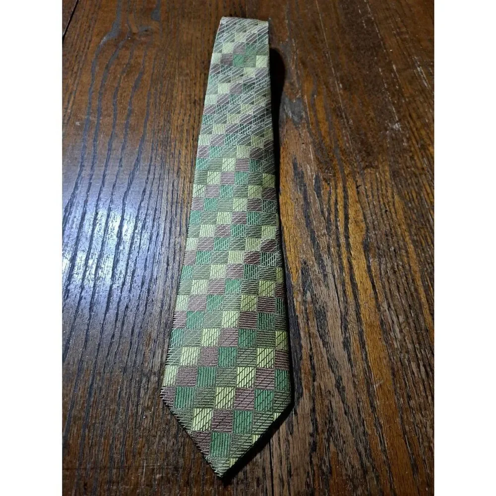 New Galo Cossinni Silk Handmade Mens Dress Neck Tie Green Brown